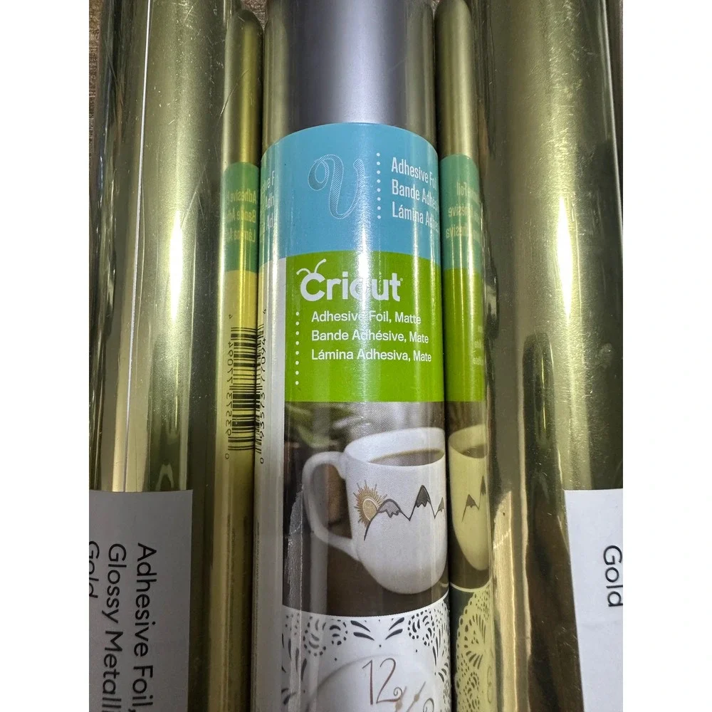 Cricut Adhesive Foil 3 Roll Bundle Glossy Metallic Gold and Matte Silver 12x48in